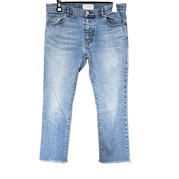 Nili Lotan Boyfriend Size 28 Cropped Raw Hem Button Fly Straight Leg Blue Jeans - Picture 11 of 12